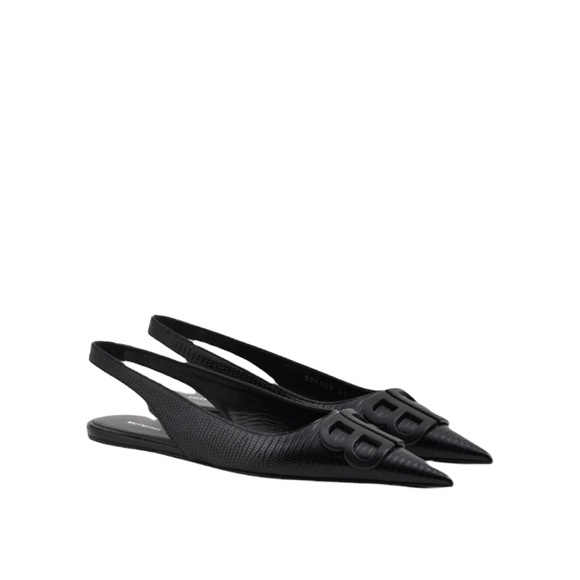 【関税負担】 BALENCIAGA SLING BACK FLAT SHOES BALENCIAGA light blue Denim Slingback Buckle Flats Shoes sz